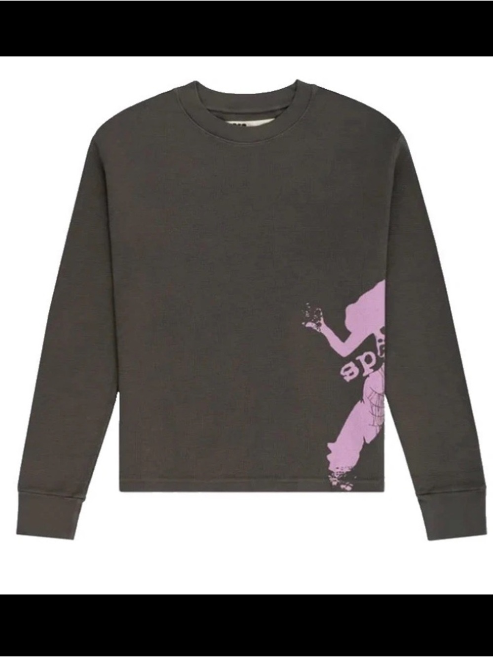Sp5der 5Ex Girl Waffle Thermal  Dark Gray Long Sleeve Size Small